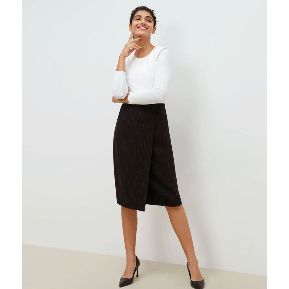 MM Lafleur Logan Faded Pinstrip Pencil Skirt NWT